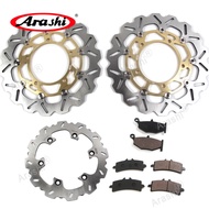 Arashi CNC Full Floating Front Rear Brake Disc Pad Set For SUZUKI HAYABUSA GSX R 1300 2013 2014 2015 GSXR1300 Motorcycle Brake Rotors Organic Pads Mounting Bolts