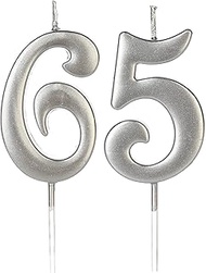 65th & 56th Number Birthday Candles for Cake Topper, Number 65 56 Glitter Premium Candle Party Anniv