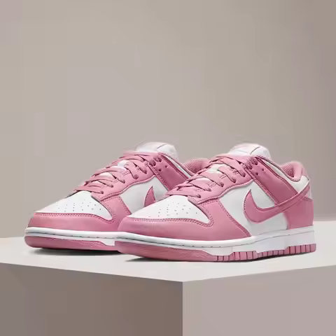 Nike Dunk Low Pink and White Colorway Low-Top Retro Casual Sneakers Durable Skate Shoes for Women DD