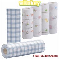 WITAKEY 1Roll/400Sheets Disposable Lazy Cleaning Rags, Dry Wet Dual-Use Degreased One-Time Dishcloth