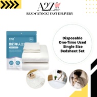 [Disposable Bed Sheet] One-Time 3-in-1 Single Size Bedsheet Set Pillow Case Quilt Cover Best For Tra