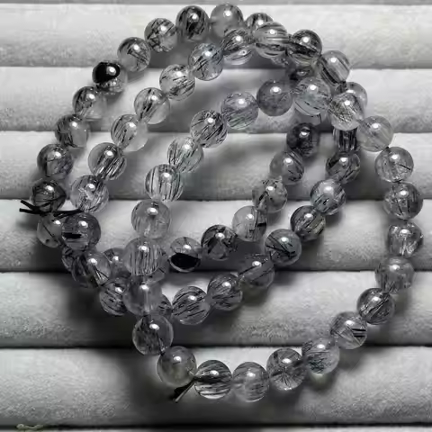 3bracelets clearance (88) approx8mm natural black rutile quartz bracelet beads