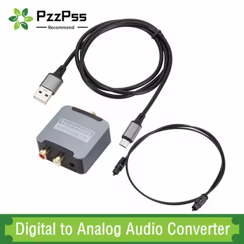 DAC Digital to Analog Audio Converter Optical SPDIF Toslink Coaxial Input to L/R RCA 3.5mm Jack Head