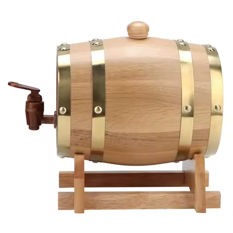 Vintage 1.5L Oak Wood Wine Barrel Keg Bucket - Classic Wine Brewing Accessory