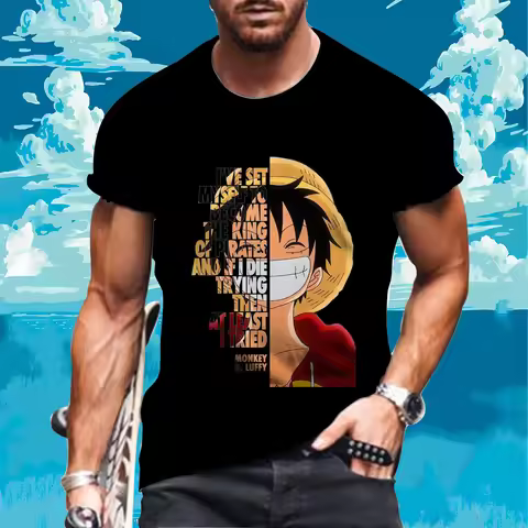 Men's T-shirt Luffy Zoro One Piece New Top 2024 110-6XL Streetwear Fashion Short Sleeve Tee Mens Clo