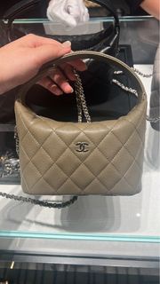 Chanel 大象灰菱格紋手提斜孭袋