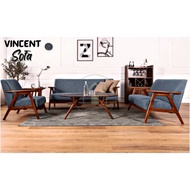 Vincent Sofa Set Wooden Sofa Single Seater Sofa Solid Wood Sofa 1 Seater 2 Seater 3 Seater