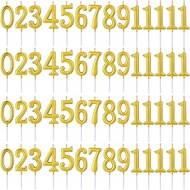 56 Pcs Gold Number Birthday Candles Bulk Cake Toppers Candles for 1st Birthday to 18th Birthday Deco