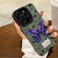 Suede Leather Butterfly Casing for OPPO A78 A96 A92 A9 A76 A53 A52 A31 A5 A3 Pro A15 A15s A12e Reno 