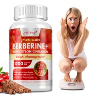 Airboy Premium Berberine HCl 1200 mg, plus Pure Ceylon Cinnamon, Berberine HCl Root Supplement Pills