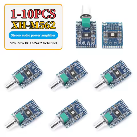 1-10Pcs TPA3116D2 XH-M562 50W+50W 2.0 Channel Digital Stereo Audio Power Amplifier Board DC 12-24V