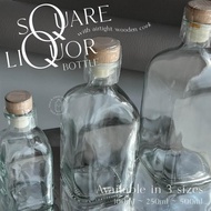 nhst- Botol kaca liquor square bottle - botol kaca liquor kotak- tutup