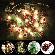 [Y Spot goods]2 M 20 Led New Christmas lights LED Copper wire Light String Fruit Pine Cone Pine Flow