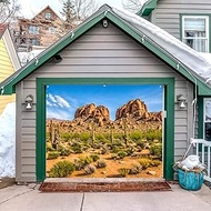 Desert Cactus Garage Door Cover Banner Decorations Backdrop 7x8ft Wild West Sand Dunes Landscape Gar