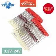 140PCS Zener Diode Kit 1W 3.3V-24V Voltage Regulator Diodes Set 14 Values 3.3V 10V 3.9V 12V 4.7V 15V