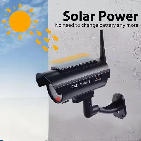 Solar-powered dummy camera, fake surveillance monitor, fake security camera, dummy camera model