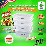 DEFECTIVE ITEM Bekas Makanan Plastik S500/S650/S750/S1000 50pcs/pkt | Buy 2 Free 1 Food Container
