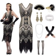 1920s Flapper Dresses for Women Fringed Sequin Great Gatsby Dress for Women with 20s Accessories Roa