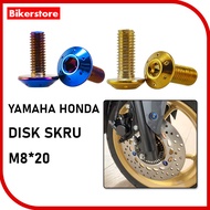 1PCS FRONT DISC PLATE SCREW TITANIUM M8*20 YAMAHA HONDA UNIVERSAL DISK SKRU Y15 RS150 SRL115 LC135 V