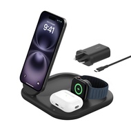 Belkin BoostCharge | 3-in-1 Magnetic Foldable Wireless Charger with Qi2 15W (Black/White)