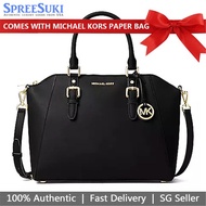 Michael Kors Handbag With Gift Paper Bag Crossbody Bag Ciara Large Top Zip Satchel (With Stud) Black # 38F8GC6S3L