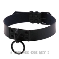 F/Trap Girl/Dark Circle Necklace/Rivet Necklace Necklace/All Black Punk Necklace/Textured Leather/Eu