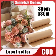 30M Brown Kraft Paper Roll - Kertas Pembungkus Hadiah Eco-Friendly 30cmx30m untuk Kraf & Packaging