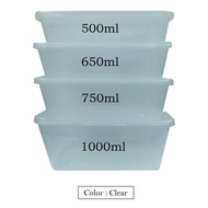 Plastic Rectangular Food Container 500ml/650ml/750ml/1000ml [50pcs] | Bekas Plastik Makanan Pakai Bu