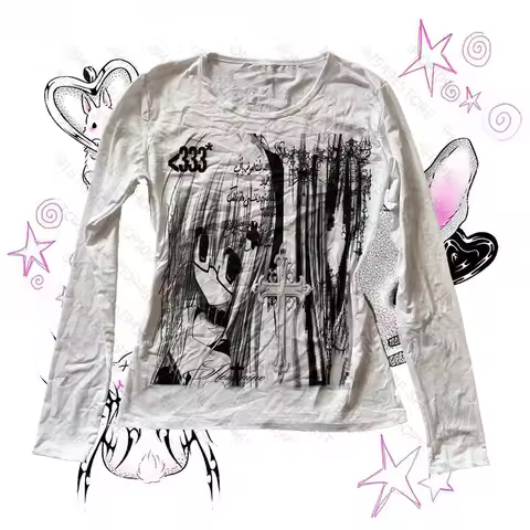 Grunge Clothes For Women Graphic Tees Y2k Tops Shoujo Girl Style Clothing Female 90s Clothes Vintage