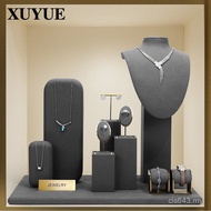 Window Microfiber Necklace Ring Gray Display Cabinet Display Display Xuyue Table Earrings Jewelry Pr