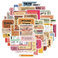 Lamination 50PCS Retro Airline Ticket Stub Stickers Waterproof Car Motorcycle Notebook Luggage Suitc