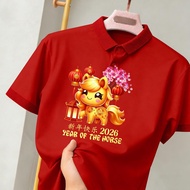 2026 SINCIA LAWAK Chinese New Year Costume-Ma China New Year Polo Shirt-Chinese Flower Seasonal Holi