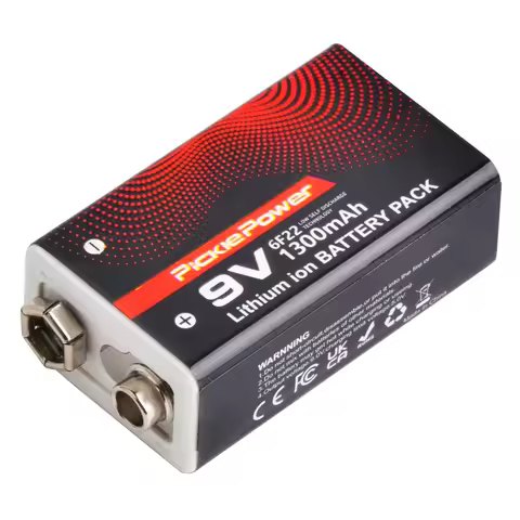 Pickle Power 9V 1300mAh 6F22 Rechargeable Li-ion Battery with Type-C Charger Port for Digital Multim