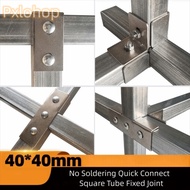 PXLOHOP Square Tube Connector, carbon steel solderless Pipe Fixed Joint, Rack Fixed Pipe Clamp galva