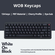 [SG Local Stock] White on Black (WOB) Keycaps| 134 Keys | Cherry Profile | PBT Dye-Sub | Royal Kludge Tecware Keycap