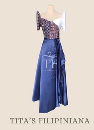Modern Filipiniana Ethnic and Overlap Skirt Navy Blue