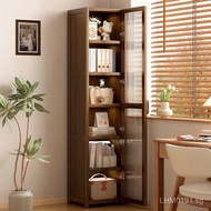 Floor-standing Bookshelf with Cabinet Doors, Storage Cabinet, Elevated Bookshelf for Rental, Narrow 