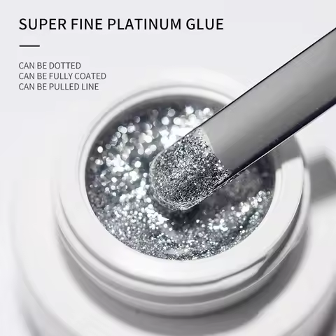 1Jar High Density Glitter Platinum Glue Nail Art Gold Silver Platinum Drawable Line Painted Line Nai