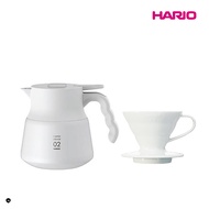 【HARIO】 純白系列 V60白色02磁石濾杯 + V60不鏽鋼保溫咖啡壺白PLUS 600