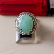 Cincin Pria Batu Natural Hijau Garut 17x13x3 Warna Green Mint Segar Ring Titanium Size 8 Batu Hijau 