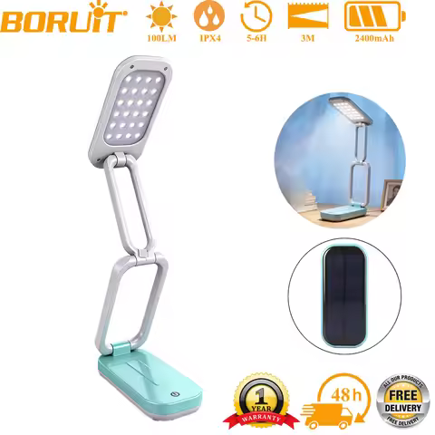 BORUiT Solar Powered Foldable Desk Lamps USB Rechargeable Eye Protection Reading Lights Bedside Dimm