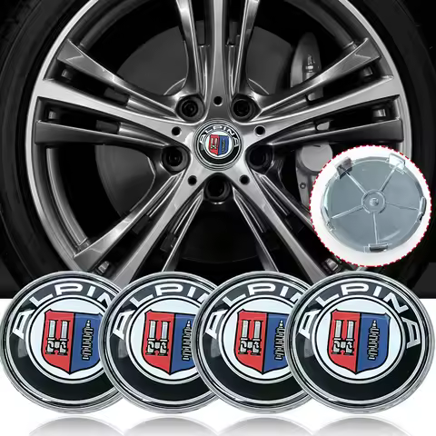 7pcs Front Hood Emblem Car Logo 82mm Rear Badge 74mm Wheel Hub Cap 68mm Decoration Cover Styling for