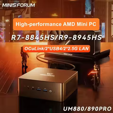 MINISFORUM OCuLink Gaming Mini PC UM890 UM880 Pro AMD Ryzen 9 8945HS R7 8845HS 2*USB4 2*DDR5 2*PCIE4