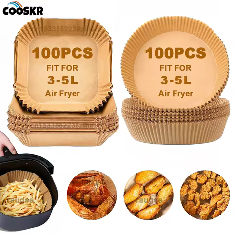Air Fryer Paper Liners 100PCS Non-stick Disposable Parchment Sheets Food Grade Square Round Liner fo