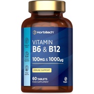 Tablet Vitamin B6 dan B12 Kekuatan Tinggi |   60 Kiraan |   dengan 100mg Vitamin B6 dan 1000ug Vitam