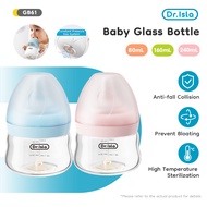 Dr.isla Botol Susu Baby Newborn Glass Bottle BPA Free 80/160/240ml Anti Colic Baby Bottle GB61