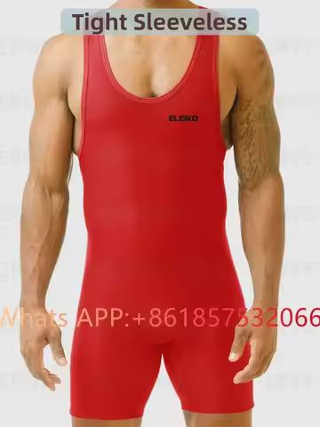 2025 Men's Wrestling Singlet Suit Sleeveless Boxing One piece Bodysuit Tummy Control Wear GYM Iron T