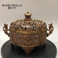 大明宣德爐龍鳳祥雲紋銅鎏金鎏銀香爐
