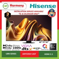 (FREE DELIVERY KL) HISENSE 65" 75" 4K Mini-LED ULED TV U8N Series 65U8N / 75U8N VIDAA Smart TV UHD