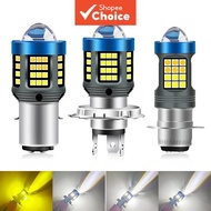 Ultra Bright Dual Color White Yellow LED Headlight Projector Lens H4 Ba20d P15d for Motorcycles
